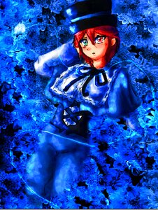 Rating: Safe Score: 0 Tags: 1girl blue_dress dress frills hat heterochromia image long_sleeves looking_at_viewer red_eyes red_hair ribbon short_hair solo souseiseki User: admin