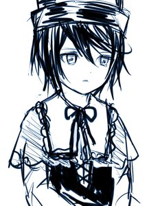 Rating: Safe Score: 0 Tags: 1girl closed_mouth hair_between_eyes image looking_at_viewer monochrome neck_ribbon ribbon short_hair sketch solo souseiseki upper_body User: admin