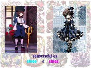 Rating: Safe Score: 0 Tags: 1girl blue_dress boots brown_hair dress flower green_eyes hat image rose short_hair solo souseiseki top_hat User: admin