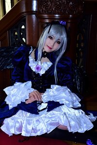 Rating: Safe Score: 0 Tags: 1girl blue_flower dress flower frills gothic_lolita hair_ornament lolita_fashion long_hair looking_at_viewer rose silver_hair sitting solo suigintou User: admin