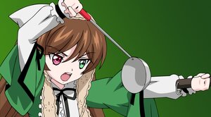 Rating: Safe Score: 0 Tags: 1girl black_ribbon brown_hair dress frills green_background heterochromia holding image long_hair long_sleeves looking_at_viewer neck_ribbon open_mouth red_eyes ribbon simple_background solo suiseiseki User: admin