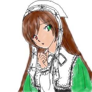 Rating: Safe Score: 0 Tags: 1girl bangs brown_hair dress frills green_eyes heterochromia image long_hair looking_at_viewer red_eyes ribbon simple_background sketch solo suiseiseki upper_body white_background User: admin