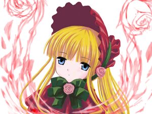 Rating: Safe Score: 0 Tags: 1girl bangs blonde_hair blue_eyes blush bonnet bow bowtie dress flower green_bow image long_hair long_sleeves looking_at_viewer pink_flower pink_rose red_flower red_rose rose shinku sidelocks simple_background solo twintails white_background User: admin