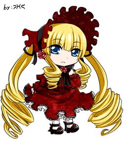 Rating: Safe Score: 0 Tags: 1girl blonde_hair blue_eyes bonnet bow chibi dress drill_hair flower full_body image long_hair long_sleeves looking_at_viewer ringlets shinku shoes simple_background solo standing twin_drills twintails very_long_hair white_background User: admin