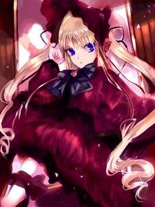 Rating: Safe Score: 0 Tags: 1girl blonde_hair blue_eyes bow bowtie dress flower image long_hair long_sleeves looking_at_viewer red_dress rose shinku solo twintails very_long_hair User: admin