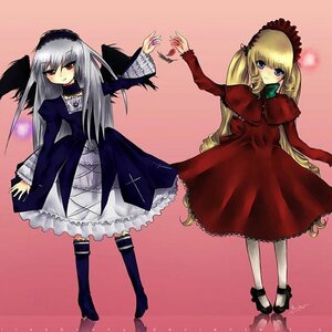 Rating: Safe Score: 0 Tags: 2girls blonde_hair dress frills full_body image long_hair long_sleeves looking_at_viewer multiple_girls pair red_dress shinku silver_hair standing suigintou very_long_hair wings User: admin