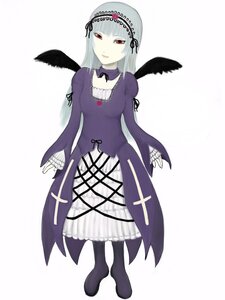 Rating: Safe Score: 0 Tags: 1girl bangs black_wings dress feathered_wings feathers frills full_body hairband image long_hair long_sleeves looking_at_viewer red_eyes simple_background solo standing suigintou white_background wings User: admin