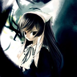 Rating: Safe Score: 0 Tags: 1girl bangs black_eyes black_ribbon bonnet brown_hair closed_mouth commentary_request dark dress frills image light_smile long_hair long_sleeves parted_lips photoshop_(medium) ribbon rozen_maiden solo suisa suiseiseki upper_body User: admin