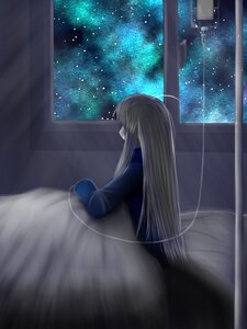 Rating: Safe Score: 0 Tags: 1girl human image kakizaki_megu long_hair night night_sky shooting_star sitting sky solo space star_(sky) starry_sky very_long_hair User: admin