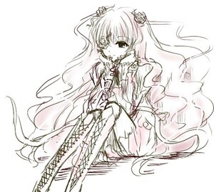 Rating: Safe Score: 0 Tags: 1girl boots dress flower frills hair_flower hair_ornament image kirakishou long_hair long_sleeves looking_at_viewer monochrome rose sitting sketch solo suigintou thigh_boots thighhighs two_side_up very_long_hair white_background User: admin