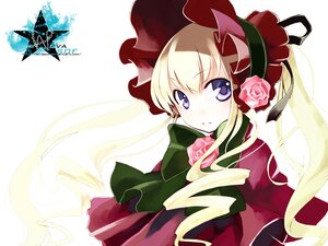 Rating: Safe Score: 0 Tags: 1girl blonde_hair blue_eyes bonnet bow bowtie copyright_name dress flower image long_hair long_sleeves looking_at_viewer pink_flower pink_rose rose shinku solo twintails upper_body white_background User: admin
