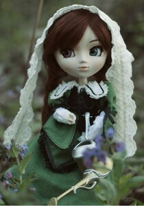 Rating: Safe Score: 0 Tags: 1girl bangs black_dress blurry blurry_background blurry_foreground brown_hair closed_mouth depth_of_field doll dress frills green_dress holding long_hair long_sleeves looking_at_viewer outdoors solo suiseiseki watering_can User: admin