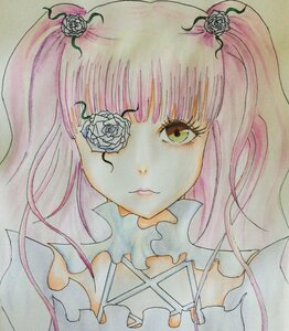 Rating: Safe Score: 0 Tags: 1girl bangs flower hair_flower hair_ornament image kirakishou long_hair marker_(medium) photo pink_flower pink_hair pink_rose portrait rose smile solo traditional_media watercolor_(medium) white_flower User: admin