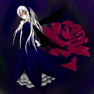 Rating: Safe Score: 0 Tags: 1girl black_dress black_wings dress flower frilled_sleeves frills hairband image lolita_hairband long_hair long_sleeves looking_at_viewer purple_eyes rose silver_hair solo suigintou very_long_hair wings User: admin