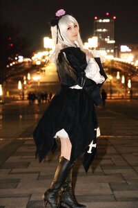 Rating: Safe Score: 0 Tags: 1girl black_dress black_footwear boots dress hair_flower hair_ornament high_heel_boots high_heels long_hair looking_at_viewer photo solo standing suigintou User: admin