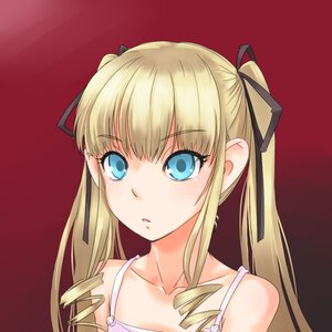 Rating: Safe Score: 0 Tags: 1girl bare_shoulders blonde_hair blue_eyes collarbone eyebrows_visible_through_hair hair_ribbon image long_hair looking_at_viewer red_background ribbon shinku simple_background solo twintails upper_body User: admin