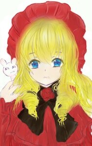 Rating: Safe Score: 0 Tags: 1girl blonde_hair blue_eyes blush drill_hair flower image long_hair long_sleeves looking_at_viewer rose shinku solo upper_body User: admin