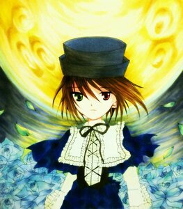 Rating: Safe Score: 0 Tags: 1girl blue_rose brown_hair dress flower frills full_moon green_eyes hat heterochromia image long_sleeves looking_at_viewer moon petals red_eyes ribbon rose rose_petals short_hair solo souseiseki yellow_flower yellow_rose User: admin