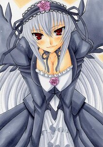 Rating: Safe Score: 3 Tags: 1girl blush breasts cleavage colored_pencil_(medium) dress flower frills hairband image juliet_sleeves large_breasts long_hair long_sleeves looking_at_viewer marker_(medium) millipen_(medium) pastel_(medium) red_eyes rose silver_hair smile solo suigintou traditional_media User: admin