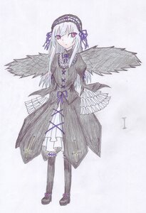 Rating: Safe Score: 0 Tags: 1girl bangs black_wings closed_mouth dress feathered_wings flower frills full_body hairband image long_hair long_sleeves looking_at_viewer ribbon solo standing suigintou wings User: admin