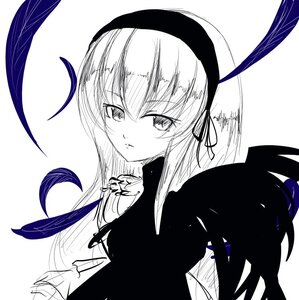 Rating: Safe Score: 0 Tags: 1girl auto_tagged bangs closed_mouth dress eyebrows_visible_through_hair feathers greyscale hair_between_eyes hair_ribbon hairband image long_hair long_sleeves looking_at_viewer monochrome ribbon simple_background solo suigintou upper_body white_background wings User: admin