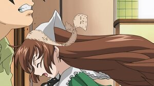 Rating: Safe Score: 0 Tags: 1boy 1girl animal_ears apron blush brown_hair cat closed_eyes from_side image long_hair open_mouth profile solo suiseiseki User: admin