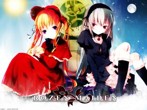 Rating: Safe Score: 0 Tags: 2girls blonde_hair bow dress flower full_moon hairband holding image long_hair long_sleeves looking_at_viewer moon multiple_girls night pair red_dress shinku sitting sky suigintou twintails wings User: admin