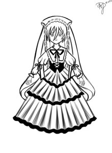 Rating: Safe Score: 0 Tags: 1girl braid cat_ears closed_mouth dress full_body greyscale image long_hair long_sleeves looking_at_viewer monochrome puffy_short_sleeves puffy_sleeves simple_background solo standing suiseiseki twin_braids very_long_hair white_background User: admin
