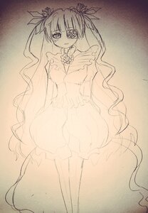 Rating: Safe Score: 0 Tags: 1girl barasuishou dress frills image long_hair long_sleeves looking_at_viewer monochrome rose solo traditional_media very_long_hair User: admin