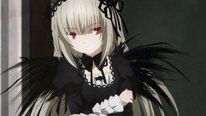 Rating: Safe Score: 0 Tags: 1girl black_wings dress feathered_wings frills hairband image juliet_sleeves long_hair long_sleeves looking_at_viewer red_eyes ribbon rose silver_hair solo suigintou upper_body wings User: admin