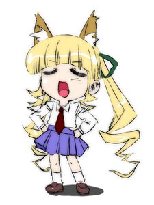 Rating: Safe Score: 0 Tags: 1girl animal_ears blonde_hair blunt_bangs cat_ears chibi closed_eyes hair_ribbon hands_on_hips image long_hair necktie open_mouth ribbon shinku skirt solo twintails User: admin