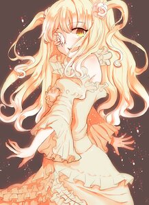 Rating: Safe Score: 0 Tags: 1girl blonde_hair brown_background dress flower frilled_dress frills hair_flower hair_ornament image kirakishou long_hair long_sleeves looking_at_viewer smile solo two_side_up very_long_hair yellow_eyes User: admin