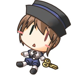 Rating: Safe Score: 0 Tags: 1girl blush_stickers brown_hair chibi hat image open_mouth short_hair simple_background solo souseiseki striped triangle_mouth |_| User: admin