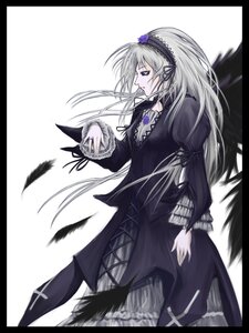 Rating: Safe Score: 0 Tags: 1girl black_border black_dress black_feathers black_wings dress feathers flower frills hairband image letterboxed long_hair long_sleeves pillarboxed profile puffy_sleeves ribbon silver_hair solo suigintou very_long_hair white_background wings User: admin