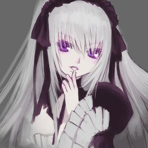 Rating: Safe Score: 0 Tags: 1girl black_ribbon dress finger_to_mouth grey_background hairband head_tilt image long_hair long_sleeves looking_at_viewer puffy_sleeves silver_hair simple_background solo suigintou tongue tongue_out upper_body User: admin