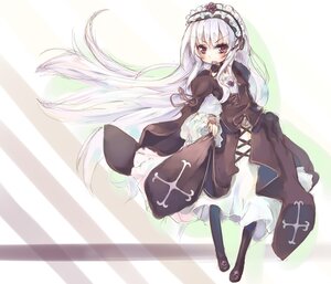 Rating: Safe Score: 0 Tags: 1girl black_footwear blush dress full_body hairband image juliet_sleeves long_hair long_sleeves looking_at_viewer puffy_sleeves silver_hair solo standing suigintou very_long_hair User: admin