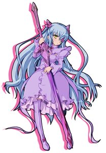 Rating: Safe Score: 0 Tags: 1girl barasuishou boots dress frills full_body holding image long_hair long_sleeves personification purple_dress scythe solo standing striped striped_legwear vertical_stripes very_long_hair weapon yellow_eyes User: admin