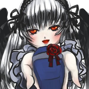 Rating: Safe Score: 0 Tags: 1girl bare_shoulders dress flower hairband image lolita_fashion lolita_hairband long_hair looking_at_viewer red_eyes red_flower red_rose ribbon rose simple_background smile solo suigintou white_background User: admin