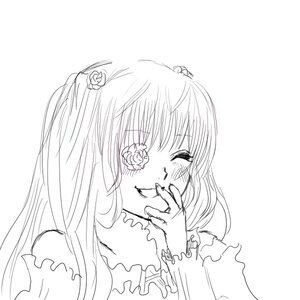 Rating: Safe Score: 0 Tags: 1girl blush closed_eyes dress flower greyscale hair_flower hair_ornament image kirakishou long_hair monochrome rose simple_background smile solo User: admin