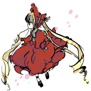 Rating: Safe Score: 0 Tags: 1girl blonde_hair bonnet bow dress full_body image long_hair long_sleeves red_dress shinku shoes simple_background solo standing twintails very_long_hair white_background User: admin