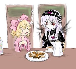 Rating: Safe Score: 0 Tags: 2girls ^_^ blonde_hair bow closed_eyes cup dress food hairband hina_ichigo hinaichigo image long_hair long_sleeves multiple_girls open_mouth pair pink_bow pink_eyes shinku smile suigintou table teacup User: admin