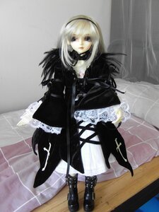 Rating: Safe Score: 0 Tags: 1girl black_footwear boots breasts doll dress flower gothic gothic_lolita grey_eyes hairband lolita_fashion long_hair long_sleeves rose sitting solo standing suigintou white_hair User: admin