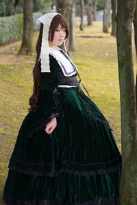 Rating: Safe Score: 0 Tags: 1girl black_dress blurry brown_eyes brown_hair closed_mouth dress long_hair long_sleeves looking_at_viewer outdoors solo standing suiseiseki User: admin