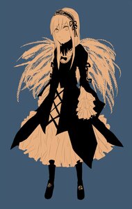 Rating: Safe Score: 0 Tags: 1girl blue_background boots closed_mouth dress frills full_body hairband image long_hair long_sleeves looking_at_viewer monochrome ribbon simple_background solo standing suigintou very_long_hair wide_sleeves wings User: admin