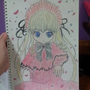 Rating: Safe Score: 0 Tags: 1girl bangs blonde_hair blue_eyes bonnet bow capelet dress drill_hair flower image long_hair long_sleeves looking_at_viewer marker_(medium) petals photo rose_petals shikishi shinku solo traditional_media twin_drills watercolor_(medium) User: admin