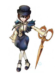 Rating: Safe Score: 0 Tags: 1girl brown_hair capelet full_body green_eyes hat heterochromia image long_sleeves looking_at_viewer red_eyes short_hair smile solo souseiseki standing weapon white_background User: admin