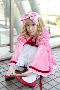 Rating: Safe Score: 0 Tags: 1girl 3d blonde_hair blurry blurry_background bow curly_hair depth_of_field dress hair_bow hinaichigo long_sleeves looking_at_viewer outdoors photo pink_dress smile solo tile_floor tiles User: admin