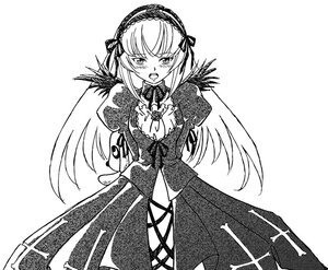 Rating: Safe Score: 3 Tags: 1girl blush dress frills greyscale hairband image juliet_sleeves lolita_hairband long_hair long_sleeves looking_at_viewer monochrome open_mouth puffy_sleeves simple_background solo suigintou white_background wings User: admin