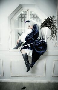 Rating: Safe Score: 0 Tags: 1girl bird boots bug butterfly crown feathers high_heel_boots high_heels indoors insect long_hair photo sitting solo suigintou white_hair User: admin