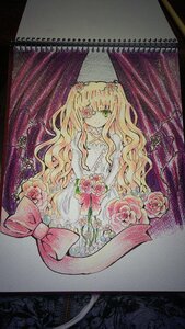 Rating: Safe Score: 0 Tags: 1girl blonde_hair bow curtains dress flower green_eyes image kirakishou long_hair pink_bow pink_flower pink_rose rose solo thorns traditional_media very_long_hair watercolor_(medium) User: admin